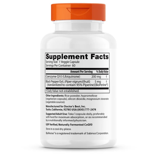 High Absorption CoQ10 with BioPerine, 200mg, 60 vcaps, Doctor's Best - Vitax.ro