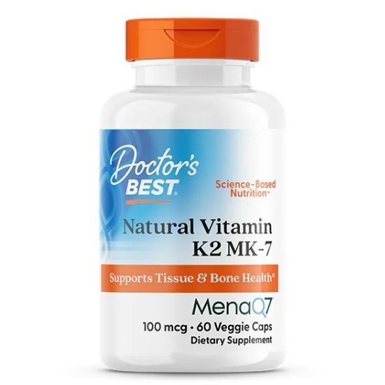 Natural Vitamin K2 MK7 with MenaQ7, 100mcg, 60 vcaps, Doctor's Best - Vitax.ro