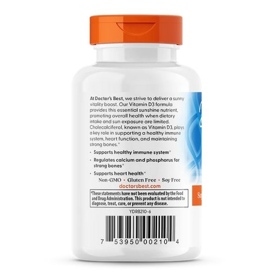 Vitamin D3, 2000 IU, 180 softgels, Doctor's Best - Vitax.ro