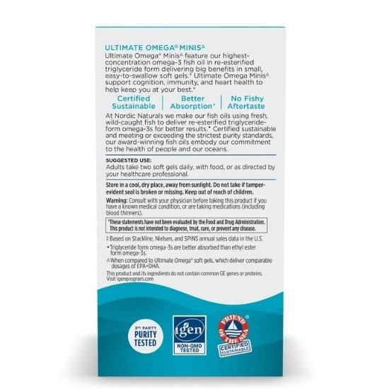 Ultimate Omega Minis, 1120mg, Strawberry, 60 mini softgels, Nordic Naturals - Vitax.ro
