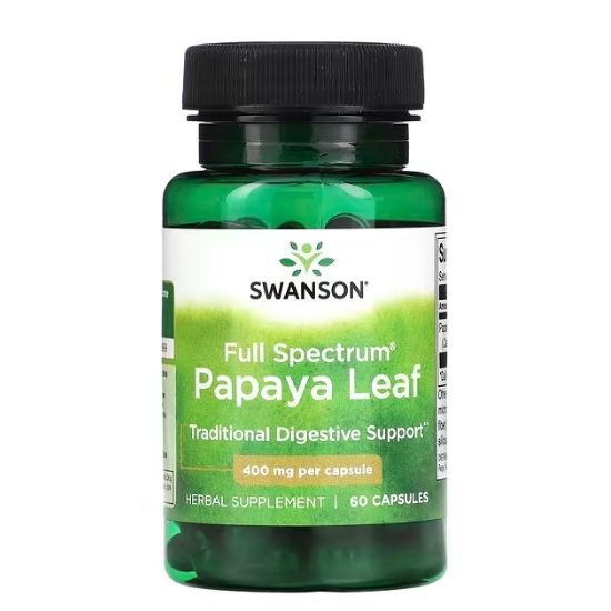 Full Spectrum Papaya Leaf, 400mg, 60 caps, Swanson - Vitax.ro