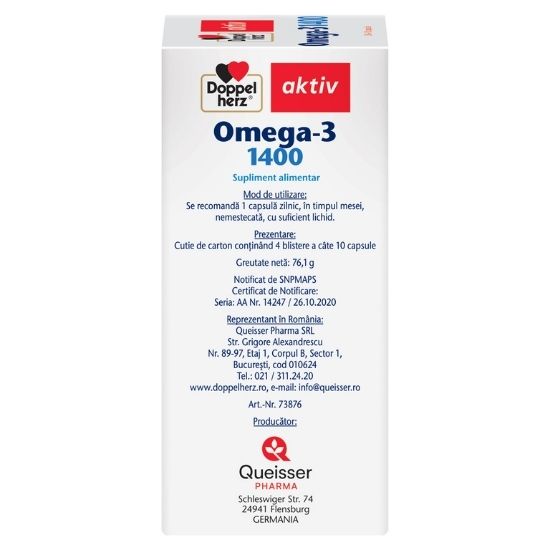 Omega-3, 1400 mg, 40 capsule, Doppelherz - Vitax.ro