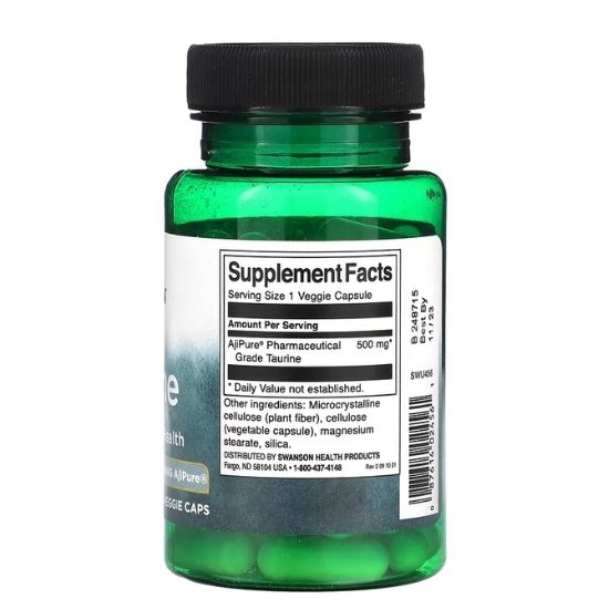 AjiPure Taurine, 500mg, 60 vcaps, Swanson - Vitax.ro
