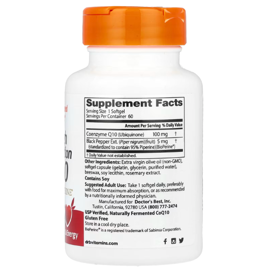High Absorption CoQ10 cu BioPerine, 100mg, 60 vcaps, Doctor's Best - Vitax.ro