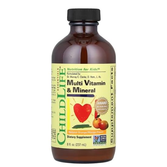 Multi Vitamin & Mineral, Gust de Portocale - Mango, 237ml, Childlife Essentials - Vitax.ro
