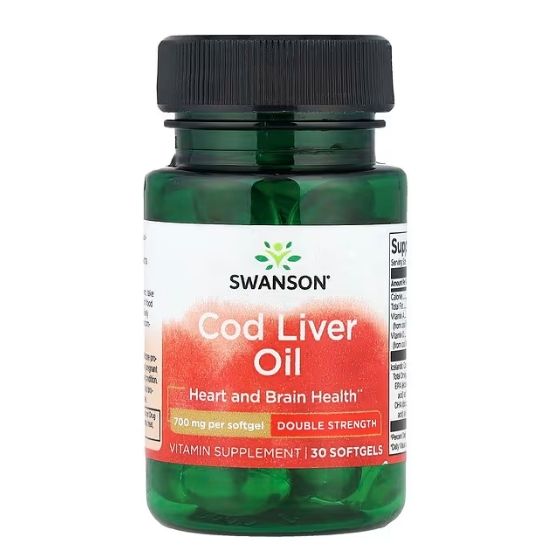 Cod Liver Oil, 700mg Double-Strength, 30 softgels, Swanson - Vitax.ro