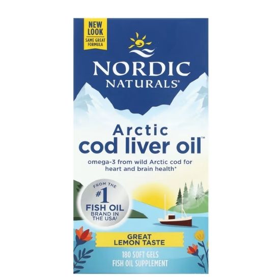 Arctic Cod Liver Oil, 750mg Lemon, 180 softgels, Nordic Naturals - Vitax.ro