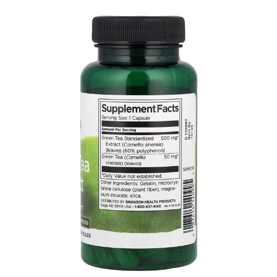 Green Tea Extract, 500mg, 60 caps, Swanson - Vitax.ro