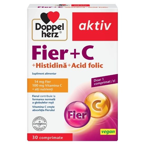 Fier + Vitamina C + Histidina + Acid Folic Aktiv, 30 comprimate, Doppelherz