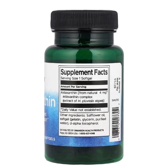 Astaxanthin, 4mg, 60 softgels, Swanson - Vitax.ro