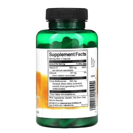 Buffered Vitamin C with Bioflavonoids, 100 caps, Swanson - Vitax.ro