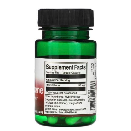 Pterostilbene, 50mg, 30 vcaps, Swanson - Vitax.ro