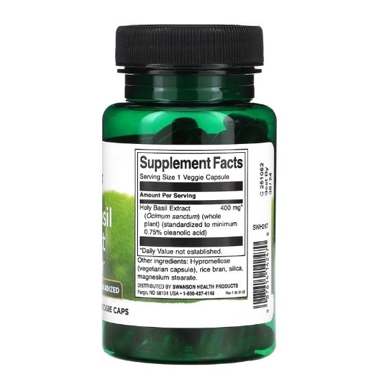 Holy Basil Extract, 400mg, 60 vcaps, Swanson - Vitax.ro