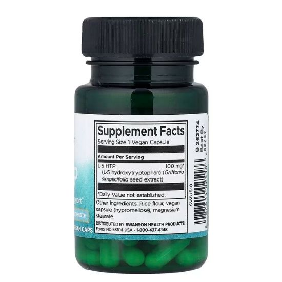 5-HTP, 100mg Extra Strength, 60 caps, Swanson - Vitax.ro