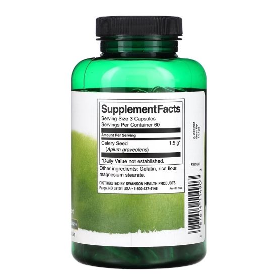 Celery Seed, 500mg, 180 caps, Swanson - Vitax.ro