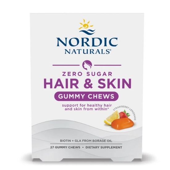 Hair & Skin Gummy Chews, Strawberry Lemonade, 27 gummy chews, Nordic Naturals - Vitax.ro
