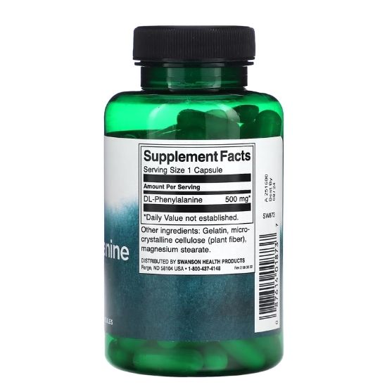 DL-Phenylalanine, 500mg, 100 caps, Swanson - Vitax.ro