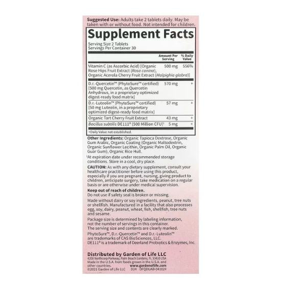 Dr. Formulated Quercetin Drop Uric Acid, 60 vegan tabs, Garden of Life - Vitax.ro