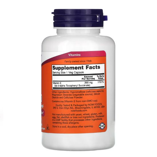 Vitamin E-400 Dry, Vegetarian, 100 vcaps, NOW Foods - Vitax.ro