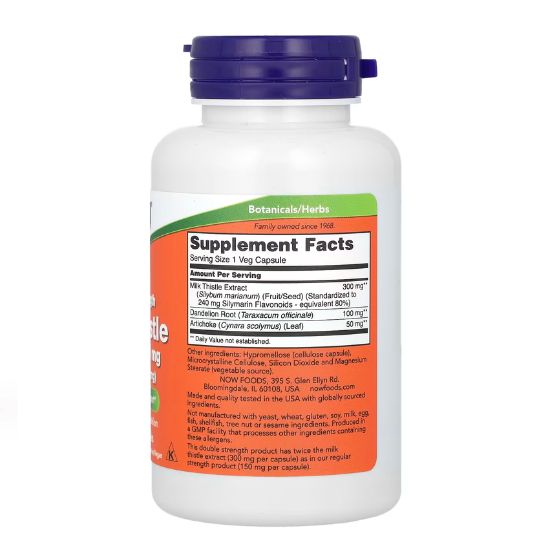 Milk Thistle Extract, Double Strength, 300mg, 100 vcaps, NOW Foods - Vitax.ro