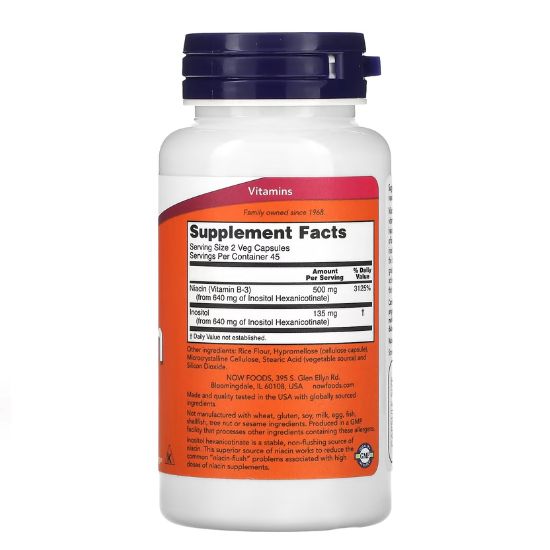 Niacin Flush-Free, 250mg, 90 vcaps, NOW Foods
