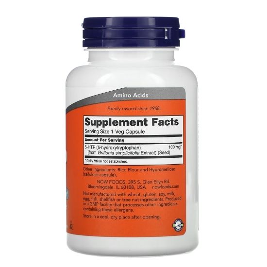 5-HTP, 100mg, 120 vcaps, NOW Foods - Vitax.ro