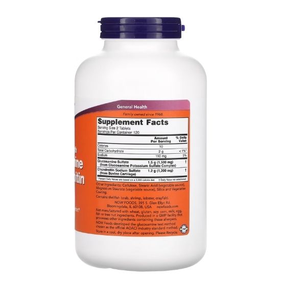 Glucosamine & Chondroitin Extra Strength, 240 tabs, NOW Foods - Vitax.ro