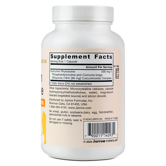 Curcumin Phytosome, 500mg, 120 vcaps, Jarrow Formulas - Vitax.ro