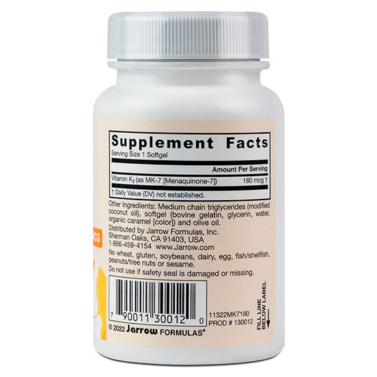 Vitamin MK-7, 180mcg, 30 softgels, Jarrow Formulas - Vitax.ro