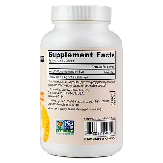 MSM (Methyl-Sulfonyl-Methane Sulfur), 1000mg, 100 vcaps, Jarrow Formulas - Vitax.ro
