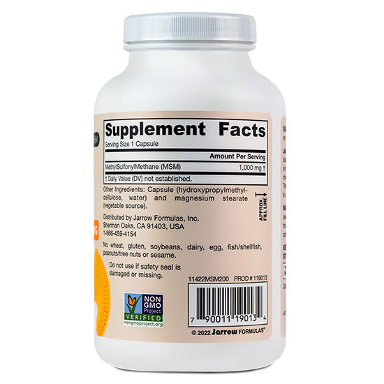 MSM (Methyl-Sulfonyl-Methane Sulfur), 1000mg, 200 vcaps, Jarrow Formulas - Vitax.ro