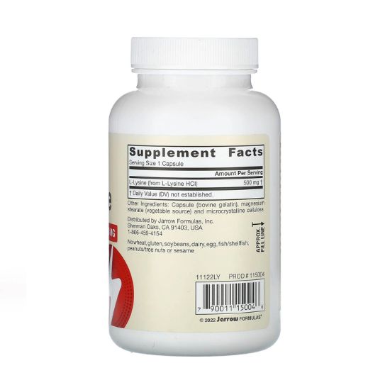 L-Lysine 500mg, 100 Capsule, Jarrow Formulas