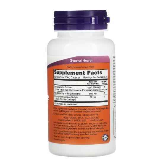 Glucosamine & MSM, 60 vcaps, NOW Foods - Vitax.ro