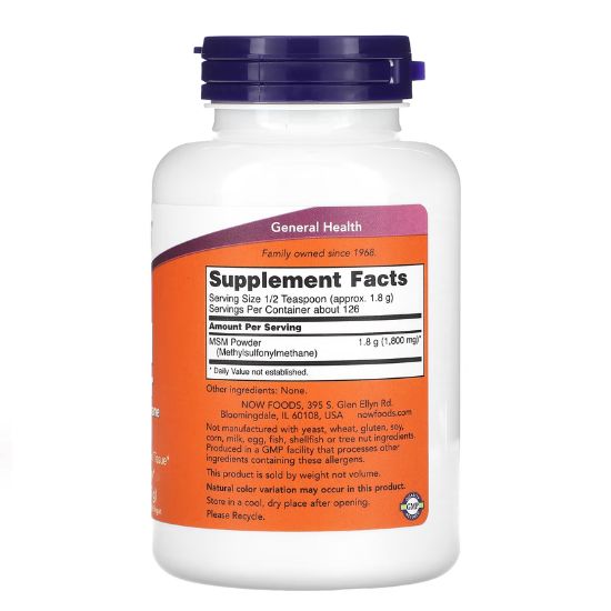 MSM Methylsulphonylmethane, Powder, 227g, NOW Foods
