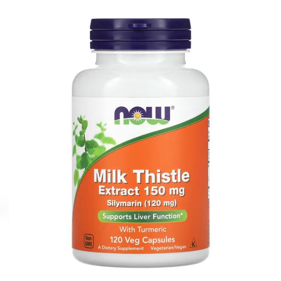 Silymarin Milk Thistle Extract with Turmeric, 150mg, 120 vcaps, NOW Foods - Vitax.ro