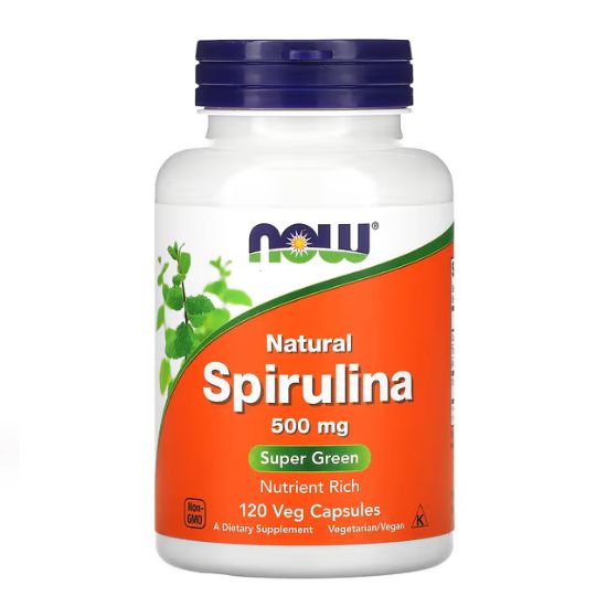 Spirulina - Natural, 500mg, 120 vcaps, NOW Foods - Vitax.ro
