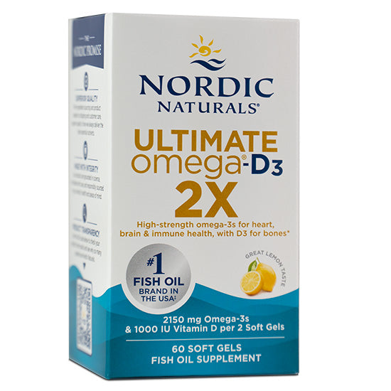 Ultimate Omega 2X with Vitamin D3, 2150mg, Lemon, 60 softgels, Nordic Naturals