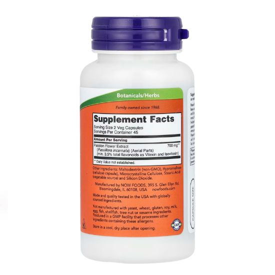 Passion Flower, 350mg, 90 vcaps, NOW Foods - Vitax.ro