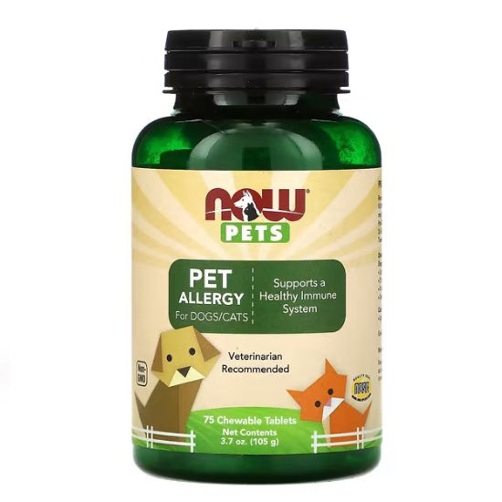 Pets, Pet Allergy, 75 chewable tablets, NOW Foods - Vitax.ro