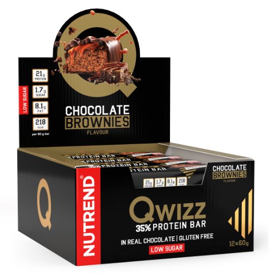 Qwizz Protein Bar, Chocolate Brownies, 12 x 60 g, Nutrend - Vitax.ro