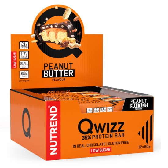Qwizz Protein Bar, Peanut Butter, 12 x 60 g, Nutrend - Vitax.ro