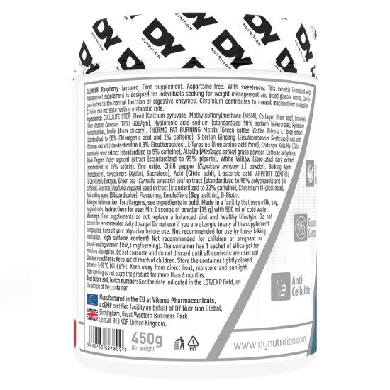 Slender Cellulite & Fat Burner, Raspberry, 450g, Dorian Yates - Vitax.ro