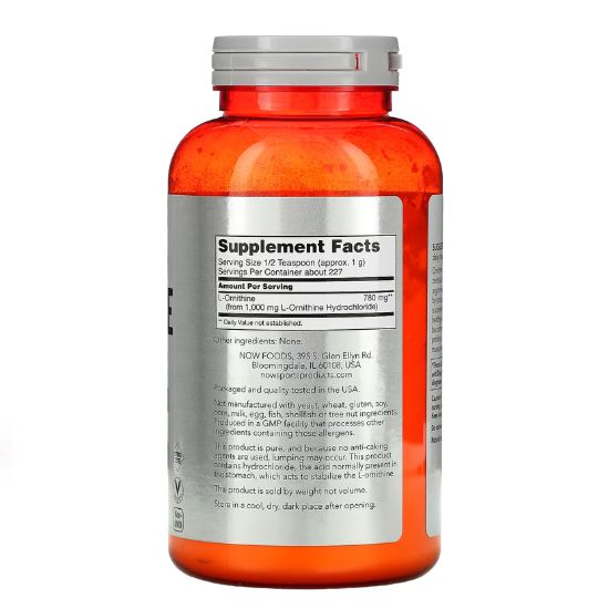 L-Ornithine, Pure Powder, 227g, NOW Foods - Vitax.ro