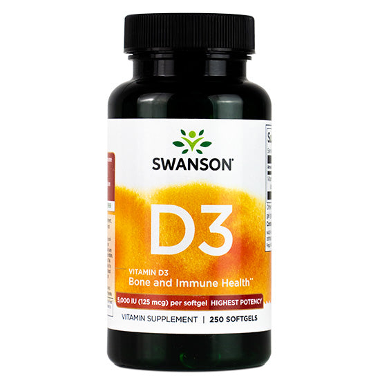 Vitamin D-3, 5000 IU, 250 softgels, Swanson