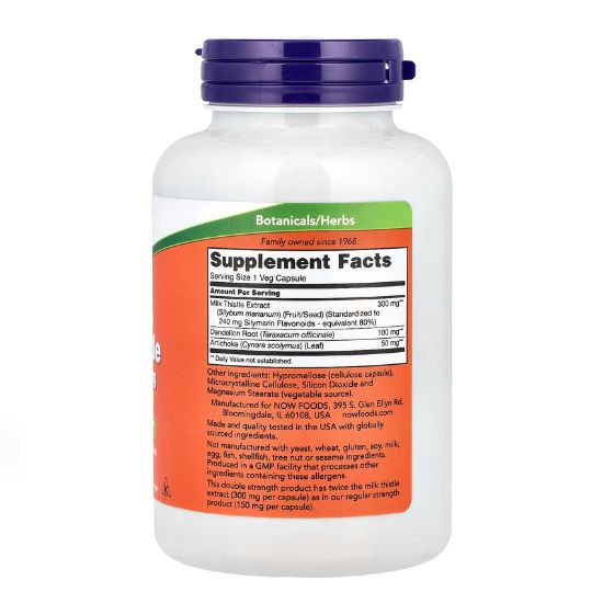 Milk Thistle Extract, Double Strength, 300mg, 200 vcaps, NOW Foods - Vitax.ro
