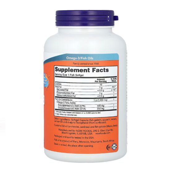 Ultra Omega-3 (In Fish Gelatin Softgels), 180 fish softgels, NOW Foods - Vitax.ro
