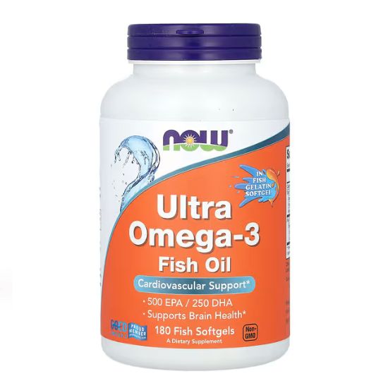 Ultra Omega-3 (In Fish Gelatin Softgels), 180 fish softgels, NOW Foods - Vitax.ro