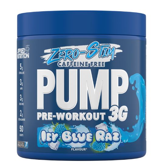 Pump 3G Pre-Workout (Zero Stimulant), Icy Blue Raz, 375g, Applied Nutrition