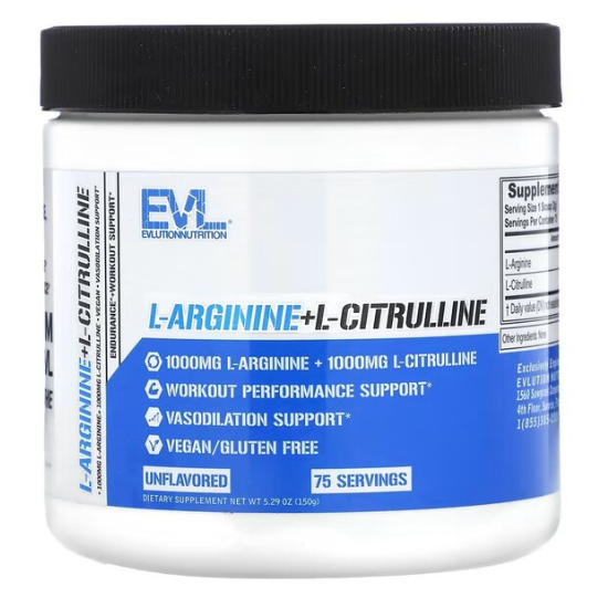 L-Arginine + L-Citrulline, 150g, EVLution Nutrition - Vitax.ro
