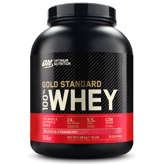 Gold Standard 100% Whey, Delicious Strawberry, 2280g, Optimum Nutrition - Vitax.ro